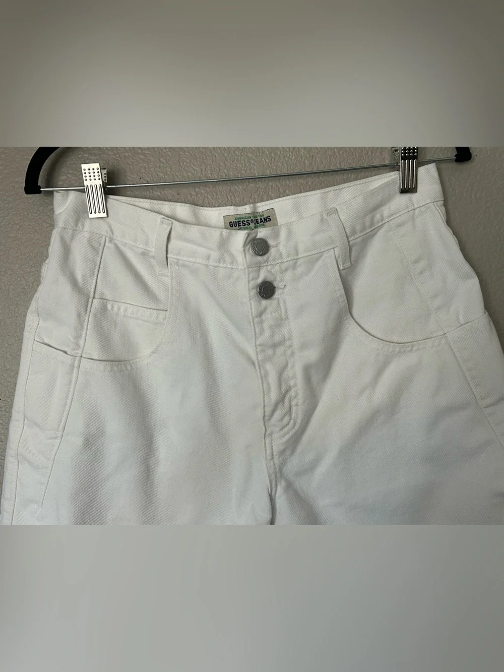 Guess Vintage 1990s White Jean Shorts Cotton Sz 30